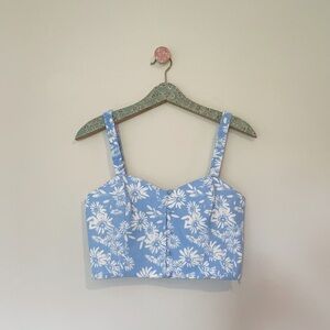 NWT Zara Blue and White Floral Print Crop Top